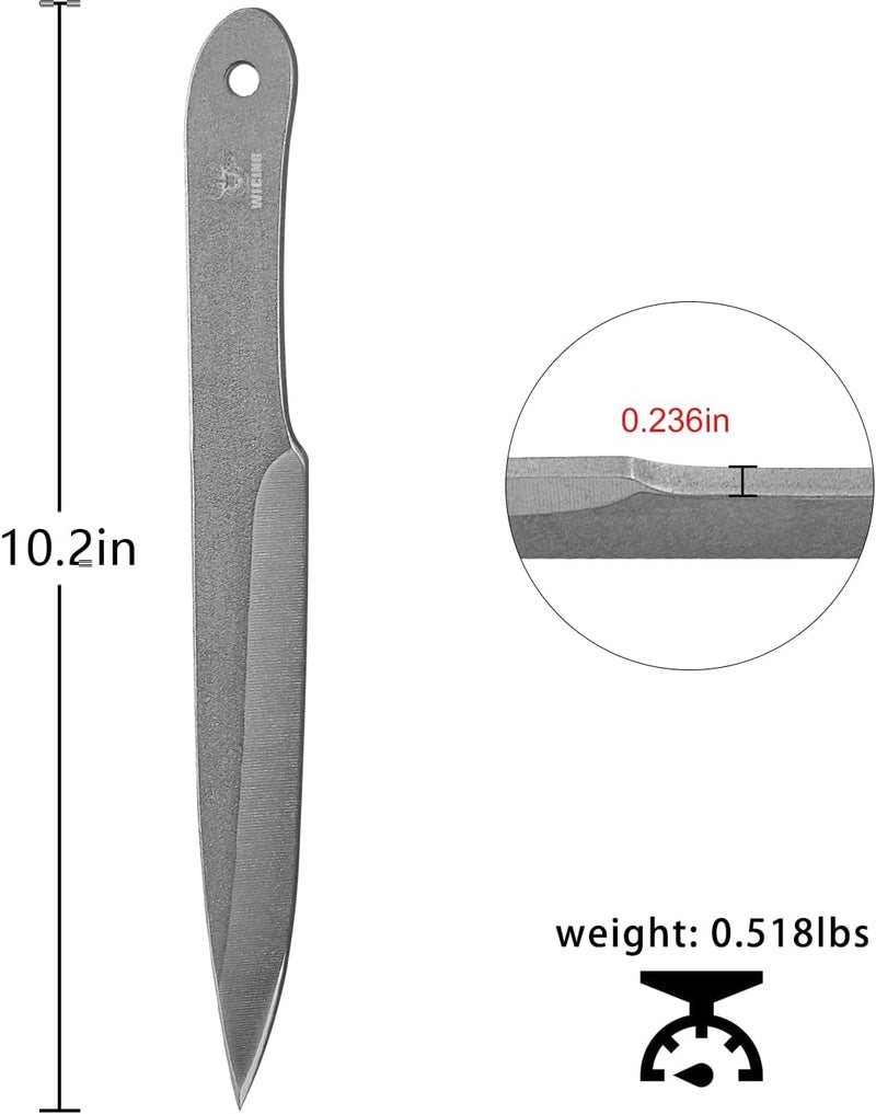 WICING 10.2 inches Throwing Spear, 0.236 inches Thick Full-Tang Throwing Set, with Nylon Sheath for Competition and Recreation - 6 Pack - Image 2